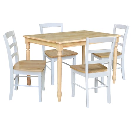 International Concepts 30 in. x 48 in. Solid Wood Dining Table with 4 Chairs K01-3048-C02-2-4